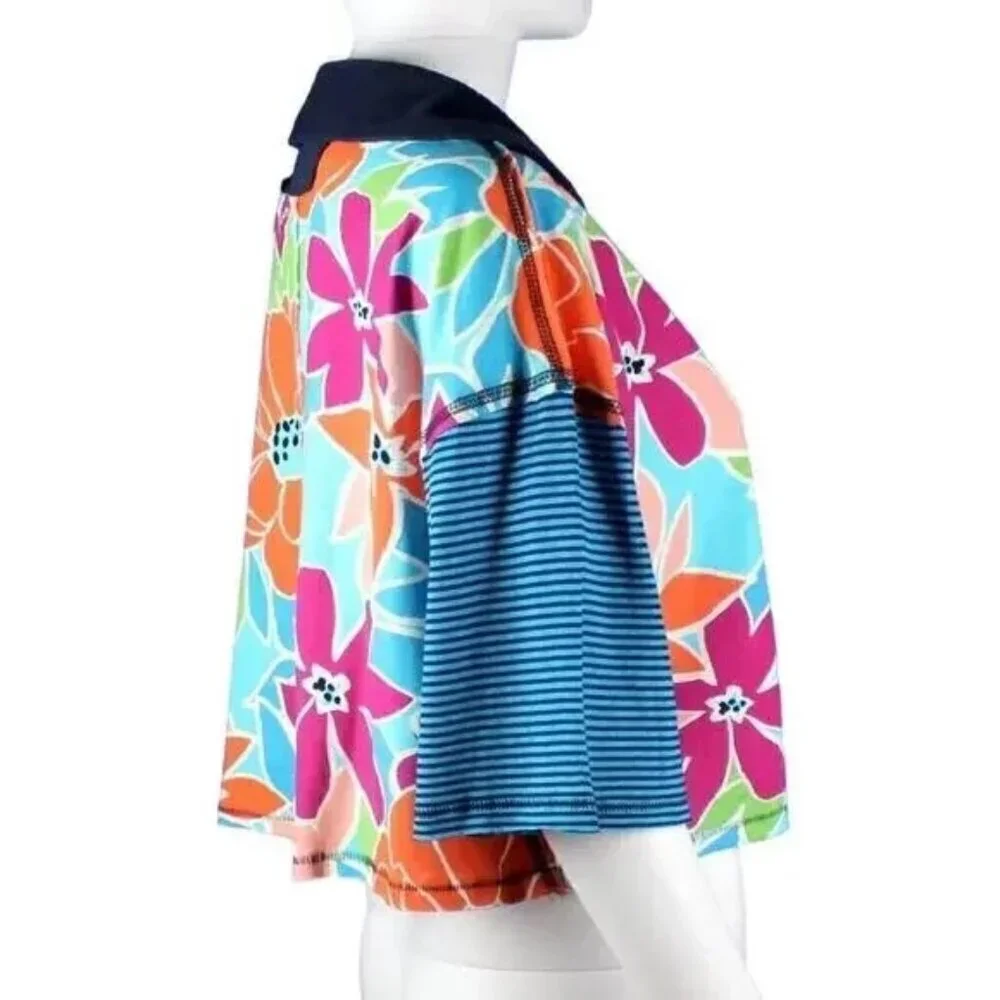 Free People On A Boat Boxy Crop Polo XS Coastal Floral NWT